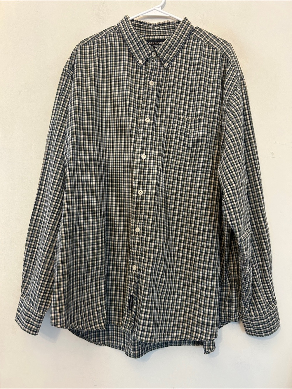 Abercrombie & Fitch Blue and Green Plaid Button-Down Shirt Size XL EUC